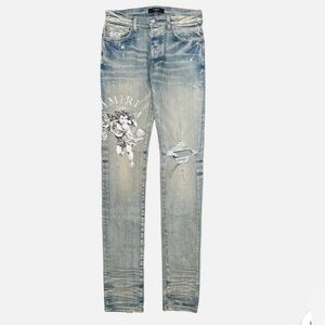 Amiri Cherub Print Jeans Clay Indigo